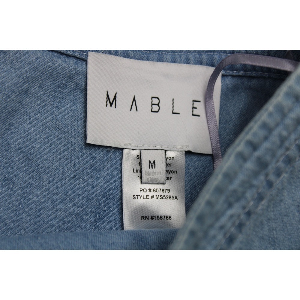 MABLE Light Wash Denim Look Bubble Hem Mini Skirt Blue M Y2K Coquette - Picture 4 of 8